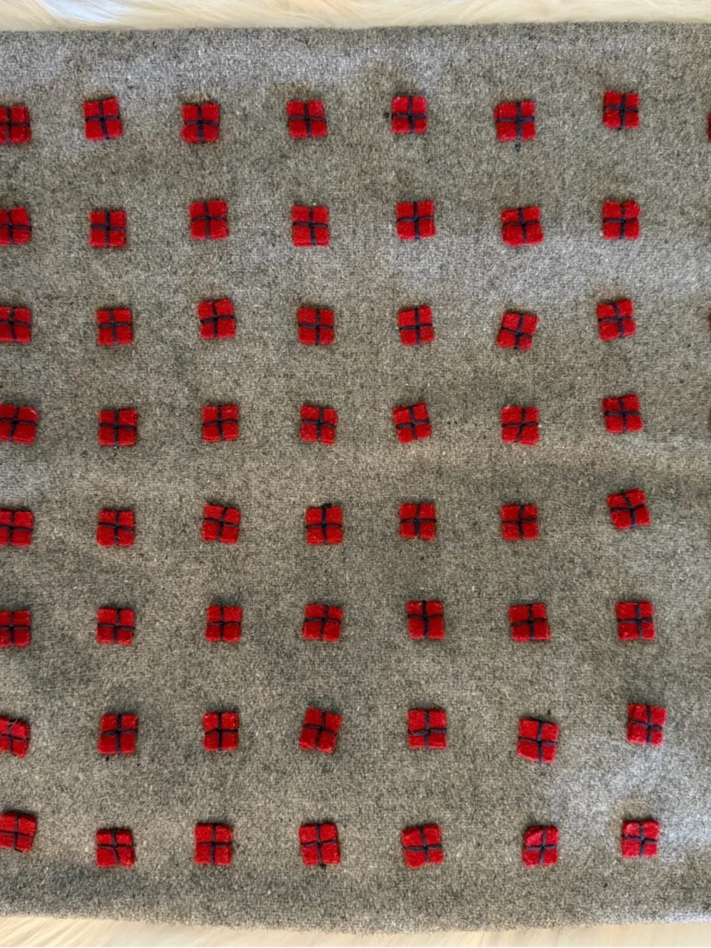 West Elm Gray Red Felt Presents Pillow Cover